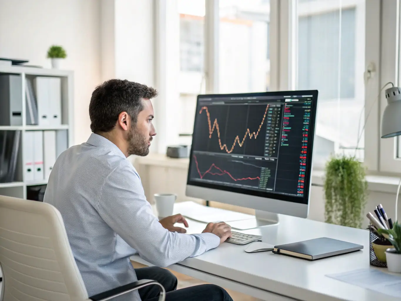 An image showing a trader analyzing real-time market data on multiple screens, representing intraday trading, with overlay text 'Intraday Stock Tips'.